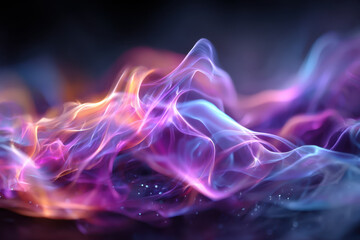 Poster - Colorful swirling patterns of smoke create a mesmerizing abstract display in dark background