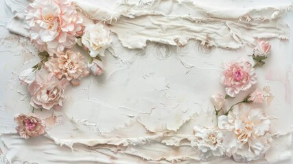 Poster - A still life image of pink flowers arranged on a white surface