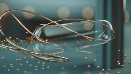 Poster - Close-up of a Transparent Dissolving Capsule with Colorful Contents in a Scientific Environment