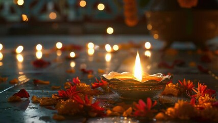 Poster - A warm and cozy setting with flowers and candles