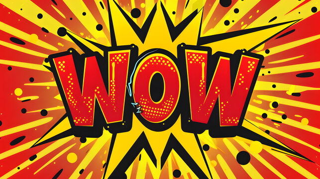 sticker comic book style explosion with bold text WOW!