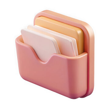Pink 3d folder icon isolated on transparent background
