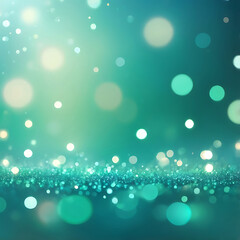 Poster - Abstract Glowing Blue Green Gradient Bokeh Background, Sparkling Light Particles, Smooth Texture and Modern Artistic Design, ai