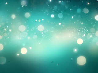 Poster - Abstract Glowing Blue Green Gradient Bokeh Background, Sparkling Light Particles, Smooth Texture and Modern Artistic Design, ai