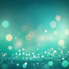 Poster - Abstract Glowing Blue Green Gradient Bokeh Background, Sparkling Light Particles, Smooth Texture and Modern Artistic Design, ai