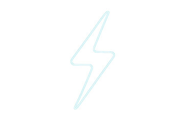 Poster - Light blue neon lightning bolt sign glowing on transparent background, representing power, electricity, and energy