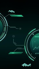 Poster - Animation of data processing with world map over black background
