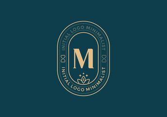 Poster - Elegant Initial M minimal logos in retro style