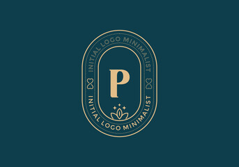 Poster - Elegant Initial P minimal logos in retro style