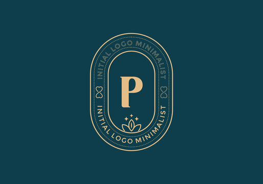 Elegant Initial P minimal logos in retro style