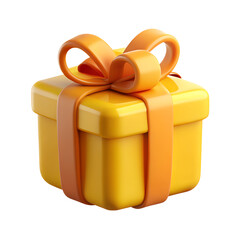 Poster - 3d yellow gift box with ribbon icon celebration