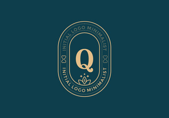 Poster - Elegant Initial Q minimal logos in retro style