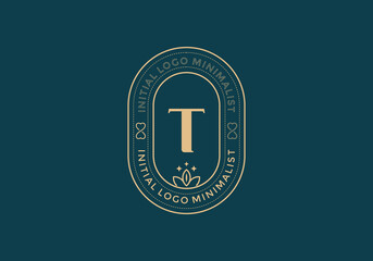 Poster - Elegant Initial T minimal logos in retro style