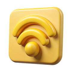 Poster - 3d yellow wi fi signal icon modern plastic style
