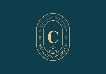 Poster - Elegant Initial C minimal logos in retro style