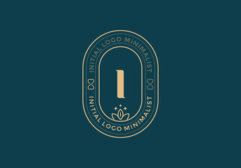 Poster - Elegant Initial I minimal logos in retro style