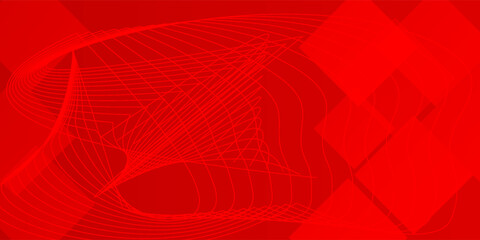 Aufkleber - Abstract geometric red background with dynamic curved lines, overlapping translucent squares, and vibrant gradient shapes. Modern digital art style ideal for technology,