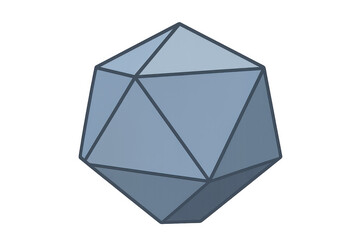 Aufkleber - Icosahedron rotating on transparent background with blue tones, perfect for educational or scientific projects
