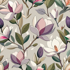 Poster - Elegant Seamless Floral Pattern with Han Inspired Motifs for Textile Wallpaper and Surface Design