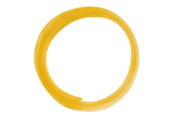 Poster - Golden paint forming a circular shape with visible brush strokes, isolated on a transparent background