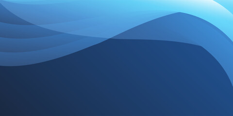 Poster - Modern dark blue abstract background with translucent blue waves flowing diagonal across the image, leaving clean white space for text or creative use.
