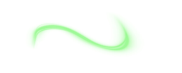 Aufkleber - Glowing green laser trace PNG with motion blur and urban light stripes. Futuristic energy lines on green background for modern technological art, sci-fi design or abstract overlays