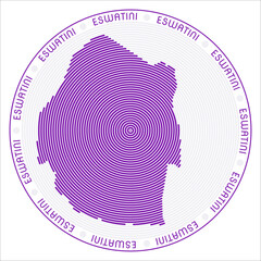 Poster - ESwatini round logo design. Country shape build of rings. ESwatini text around the country. Vector Illustration.