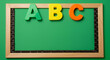 © Fatmanur - ABC Learning: Colorful Alphabet Letters on Green Chalkboard Frame - Education, Preschool, Kids, School Supplies, Learning, and Creativity