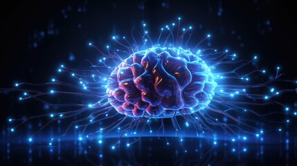 Poster - digital brain future technology illustration