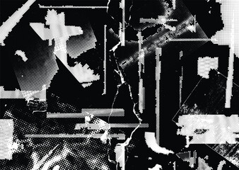 Poster - Grunge urban background. Vector. Textured banner . Futuristic digital background. Grungy effect . Abstract,splattered , dirty,cyber punk poster for your design.
