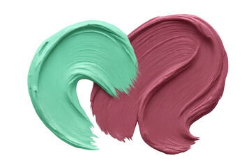 Fototapete - Pink and green brushstrokes intersecting dynamically, creating bold abstract composition with translucent background