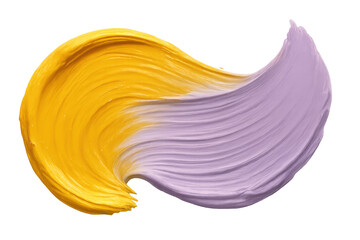 Fototapete - Vibrant yellow and purple brush stroke curving dynamically, blending colors with artistic energy against transparent backdrop