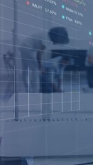 Poster - Animation of financial data processing over diverse group of business people