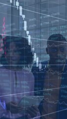 Poster - Animation of financial data processing over diverse group of business people