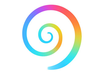 Poster - Vibrant rainbow gradient forming a dynamic spiral against a transparent background, creating a mesmerizing vortex effect