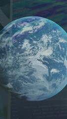 Poster - Animation of globe rotating over data on screens