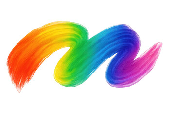 Poster - Vivid paintbrush stroke creating energetic, translucent graphic design element with bold colorful sweep against white background