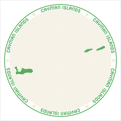 Poster - Cayman Islands round logo design. Country shape build of rings. Cayman Islands text around the country. Vector Illustration.
