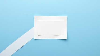 Poster - Minimalist presentation featuring layered white paper shapes against a calm light blue backdrop