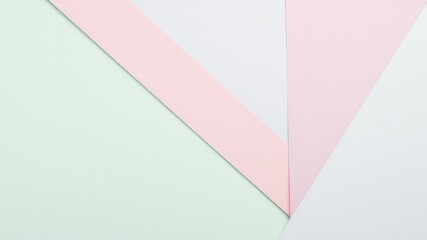 Poster - Pastel Color Paper Arrangement Showing Intersecting Geometric Shapes with Soft Tones and Modern Aesthetic for Backgrounds