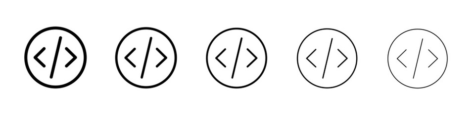 Coding icon thin line outline set or collection