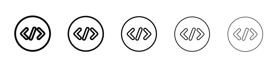 coding program icon thin line outline set or collection