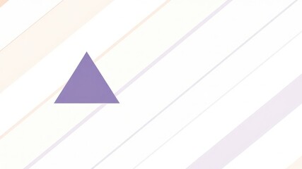 Poster - Simple aesthetic paper arrangement featuring a lone purple triangle on pastel diagonal stripe backdrop