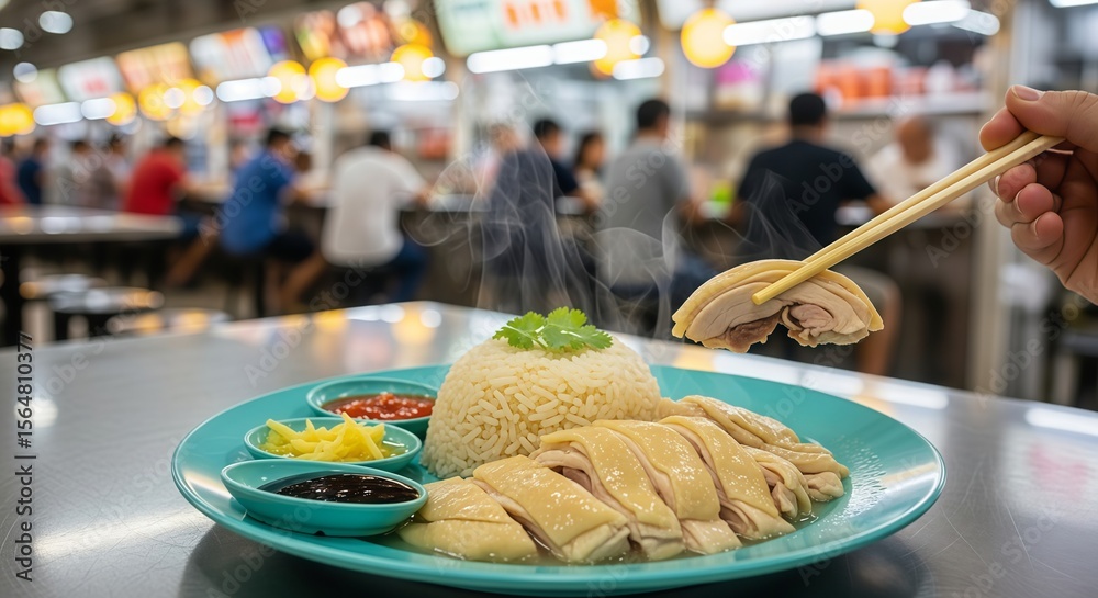 Singapore: Hainanese Chicken Rice at Maxwell Stock Photo | Adobe Stock