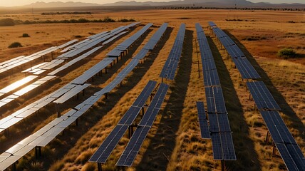 Large Array of Modern Solar Panels in Open Landscape