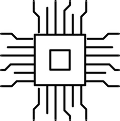 Fototapete - Electronic circuit, processing unit icon. Vector editable stroke.