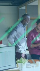 Poster - Animation of data processing over diverse business people in office