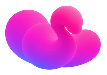 Poster - A vibrant abstract image showcases a pink and blue 3d fluid shape isolated on transparent background, creating a smooth and organic design