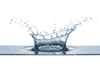 Poster - A stunning closeup captures a water drop creating a crown splash isolated on transparent background, showcasing the liquids dynamic movement and texture