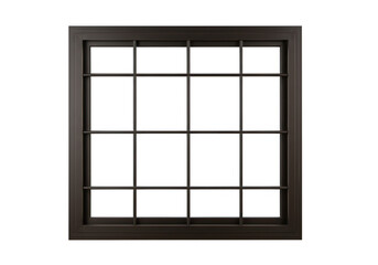 Poster - A square window frame with a grid pattern is isolated on transparent background